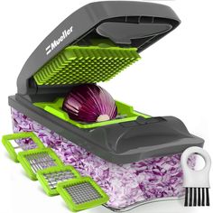 an onion slicer and grater are shown in this image