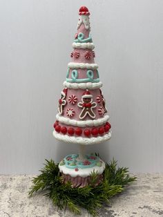 a decorated christmas tree sitting on top of a table