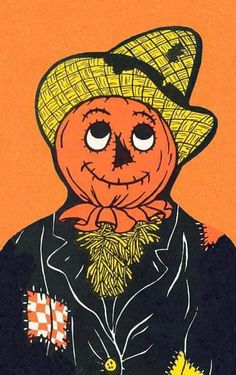 a drawing of a pumpkin wearing a hat