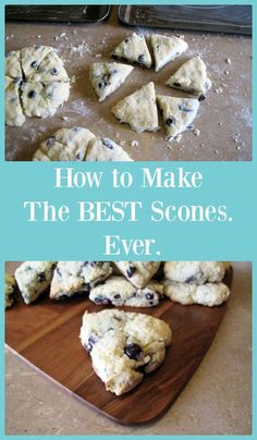 blueberry scones on a cutting board with the words how to make the best scones ever