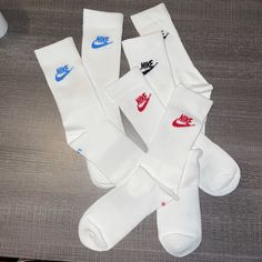 Nike White Everyday Essential Crew Socks - 3 Pairs One Blue One Red One Black Hottest Socks Ever To Go With Nike Dunk Nike Jordan 1 Or Any Nike Out There Must Have Right Now!!! Brand New Only Opened To Take Pictures. Thick Amazing Material No Smoking No Pets Ships Today Casual White Breathable Knee-high Socks, Nike White Sporty Socks, Nike Casual Breathable Socks, Casual Nike Breathable Socks, Casual Breathable Nike Socks, Casual White Nike Socks, Casual Breathable Red Socks, Casual Red Breathable Socks, Dunk Nike