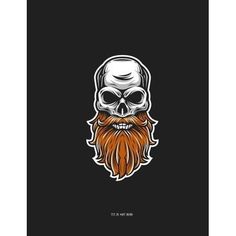 skull with beard and mustache on black background