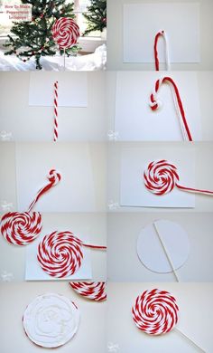 the process to make a candy cane christmas card