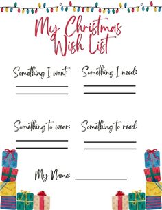 a christmas wish list for someone to write on the front of their mailbox, with presents