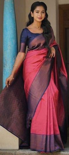 Pink and Majenta color Saree in Art Silk, Silk fabric with Weaving work Party Wear Traditional, Traditional Saree, Traditional Sarees, Party Wear Sarees, Silk Fabric, Colorful Art, Party Wear, Weaving, Saree