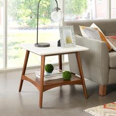 a living room scene with focus on the end table