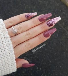 Casket Nails, Nails Pretty, Winter Nails Acrylic, Pretty Nail Designs, Christmas Nails Acrylic, Winter Nail Designs, Trendy Nail Art, Gel Nail Designs