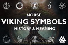 the viking symbols and meanings are displayed in front of a black background with white lettering