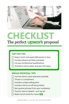 Upwork Proposal Sample: 11 Tips From a $600k Freelancer [Printable Checklist] Work Proposal Ideas, Upwork Profile Sample, Freelance Tips, Resume Advice