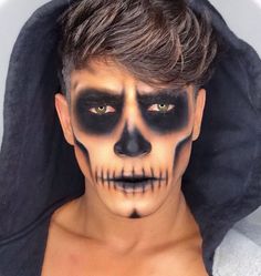 Halloween Skull Makeup For Men, Guy Halloween Makeup Men Easy, Male Skull Makeup Easy, Skeleton Makeup For Boys, Skull Face Makeup Men Easy, Men’s Skull Makeup, Men’s Skeleton Makeup Easy, Holloween Makeup Men, Easy Men Halloween Makeup