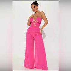 Brand New Size Small! Pink Strapless Jumpsuit For Summer Evenings, Pink Strapless Jumpsuit For Spring Party, Chic Pink Strapless Jumpsuit For Party, Spring Party Pink Strapless Jumpsuit, Strapless Pink Jumpsuits And Rompers For Night Out, Elegant Pink Jumpsuits And Rompers For Beach, Elegant Pink Beach Jumpsuits And Rompers, Strapless Pink Jumpsuit For Night Out, Elegant Pink Jumpsuit For The Beach