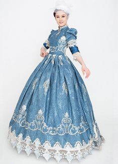 Blue Floral Rococo Marie Antoinette Dress Vintage Rococo Photography Clothing Reenactment Costume     Condition: Brand New   Color:  As Picture   Material: Satins And Lace   Silhouette: Ball Gown   Sleeve Length: Half Sleeve   Dresses Length:Floor-Length   Neckline: O-Neck   Decoration: Lace   Style: Vintage     Includes: Dress + Hat Vintage Blue Baroque Dress, Blue Vintage Baroque Dress, Blue Baroque Vintage Dress, Blue Vintage Victorian Dress With Baroque Style, Blue Vintage Victorian Dress In Baroque Style, Blue Baroque Dress With Historical Design, Blue Baroque Victorian Dress, Blue Regency Style Victorian Dress, Blue Baroque Victorian Dress For Costume Party