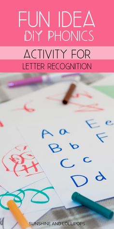 an activity for letter recognition with the words fun idea diy phonics