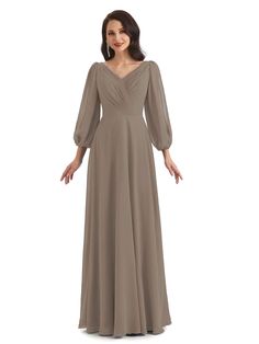 taupe Mother Of The Groom Dresses, Groom Dresses, Bridesmaid Dresses Online, Satin Bridesmaid Dresses, Groom Outfit, Chiffon Long Sleeve, Groom Dress, The Groom, Mother Of The Groom