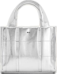 Classic Silver Tote Shoulder Bag, Silver Tote Shoulder Bag, Silver Tote Satchel, Luxury Silver Tote Bag, Silver Tote Shoulder Bag With Silver-tone Hardware, Mini Tote Bag, Mini Tote, Vegan Leather, Tote Bag