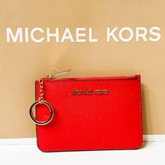 New With Tag Michael Kors Jet Set Travel Small Top Zip Coin Pouch With Id Key Holder Saffiano Leather Dark Sangria 100% Authentic Retail: $118.00 Plus Tax Gold Toned Hardware 2 Card Slots, Id Window At Back 1 Slip Pocket Zip Top Closure Custom Fabric Lining 1 Key Holder 5.25"(L) X 3.5"(H) X 0.25"(D) Very Clean, Smoke-Free And Pet-Free Environment Michael Kors Clutch With Card Slots, Michael Kors Wallets With Card Slots For Gift, Small Coin Pouch, Key Holder Wallet, Mk Wallet, Michael Kors Wristlet, Envelope Wallet, Black Leather Wallet, Large Wallet