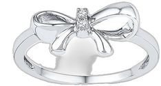 Elegant Diamond Rings With Bow Detail, Elegant Bow Ring For Promise, Diamond Bow Ring, White Gold Bow Jewelry With Cubic Zirconia, Silver Bow Ring, Whimsical Ring, Sweet Ring, Bow Ring, Silver Tops