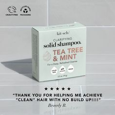 Provides deep, naturally effective cleanse without drying out hair. Formulated with tea tree essential oil to help remove excess oil & buildup.  Helps fight flakes & dryness for a healthy-looking scalp. Free of parabens, phthalates, silicones, sulfates, & artificial fragrance. Reduces single-use plastic: sa Conditioner Bar, Solid Shampoo, Clarifying Shampoo, Anti Dandruff, Color Balance, Tea Tree Essential Oil, Paper Packaging, Shampoo Bar