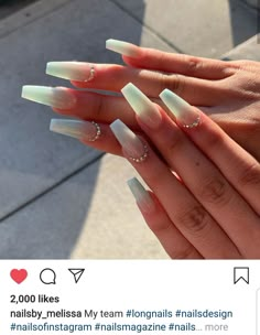 Mint Coffin Acrylic Nails, Sage Green And White Ombre Nails, White And Mint Nails, Mint Green Coffin Acrylic Nails, Mint And Silver Nails, Pale Mint Nails, Prom Nails Mint Green, Sage Green Nails Ombre, Mint Tip Nails