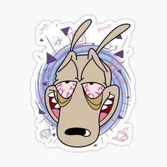 an animal with glasses on it's face and some writing around the eyes sticker