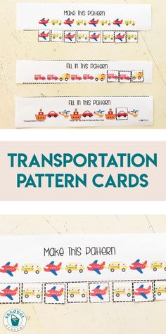 transportation pattern cards with the words transportation on them