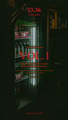 an advertisement for vol 1 is shown in the dark, with light coming through it