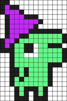 an image of a pixel art piece with purple and green colors on the bottom half of it