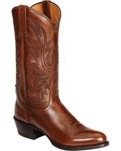 Lucchese Men's Embroidered Western Boots, Brown Classic Leather Heeled Boots With Snip Toe, Classic Leather Snip Toe Heeled Boots, Leather Classic Heeled Boots For Western-themed Events, Classic Mid-calf Boots With Snip Toe In Calf Leather, Classic Mid-calf Snip Toe Boots In Calf Leather, Classic Snip Toe Mid-calf Leather Boots, Classic Leather Boots For Western-themed Events, Classic Snip Toe Boots With Leather Lining, Calf Leather Boots With Snip Toe And Leather Sole