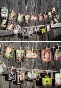 two photos hanging on a clothes line with pins attached to them and the words pin it