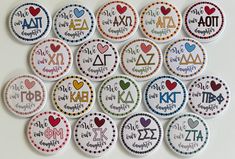 Adorable, original design, sorority 3" Game Day Button!  Super cute sorority Mom/Dad button helps parents show the love for their sorority daughter.  Eighteen sororities available.  These designs are officially licensed through Affinity and CLC. Please let me know if I can work on a custom design for you!  Bulk pricing available!! Theta Merch, Game Day Buttons, Sorority Buttons, Spirit Buttons, Button Ideas, Slouch Socks, Tri Delta, Alpha Gamma Delta, Sorority Designs