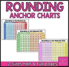 rounding anchor chart with 2 sizes half and full pages for numbers 1 - 10 in each column