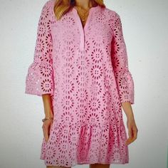 Nwt Lilly Pulitzer Bekah Eyelet Dress In A Size Xs. It Is 100%Cotton (Lined) In The Lilly Print "Peony Pink Oversized Pinwheel Eyelet". Casual Long Sleeve Dress With Cutwork Hem, Spring Bohemian Dress With Cutwork Hem, Casual Spring Dress With Cutwork Hem, Feminine Spring Mini Dress With Cutwork Hem, Feminine Mini Dress With Cutwork Hem For Spring, Casual Dresses With Cutwork Hem, Spring Vacation Dress With Cutwork Hem, White Spaghetti Strap Dress, Rainbow Chevron