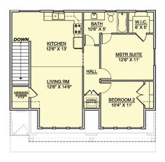 the floor plan for a two bedroom apartment with an attached bathroom and living room area