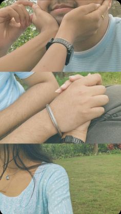 two people with bracelets on their hands