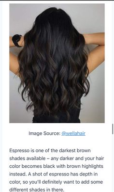 Black Dark Brown Balayage, Medium Brown Highlights On Black Hair, Super Dark Hair Color Ideas, Golden Highlights Black Hair, Dark Hair With Dark Brown Highlights, Espresso Brown Balayage, Cool Balayage On Dark Hair, Partial Babylights On Dark Hair, Black Hair With Deminsion