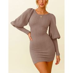 Khaki Knit Slim Fit Long Sleeve Bodycon Dress Chunky Sweater Dress, Knitted Winter Dress, Short Sweater Dress, Bodycon Sweater, Bodycon Sweater Dress, Viscose Dress, Womens Fall Dress, Dress Sweater, Slim Dress