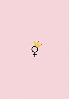 an image of a female symbol with a crown on it's head, against a pink background