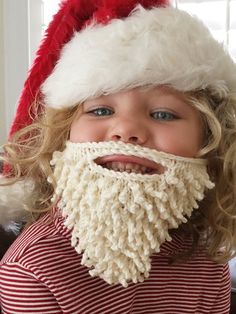 This adorable knitted Baby Beard is a dress-up box essential for any baby or toddler. With just one beard, they can dress-up like Dad or celebrate any number of holidays: Presidents’ Day, St. Patrick’s Day, 4th of July (Uncle Sam in the house!), and Christmas. Heck, you might even be able to use it on Halloween! Kids love it and adults think it’s pretty darn cute. Sized for both babies and toddlers, this pattern is a quick, forgiving knit that uses size 6 needles and less than one skein of Ewe E Beard Tutorial, Knitted Beard, Baby Beard, Crochet Beard, Beard Costume, Kids Knitting, Preemie Hats, Baby Hat Knitting Pattern, Santa Beard