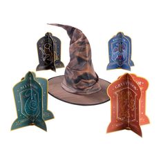 a harry potter hat with six different designs on it