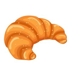 an orange croissant with sprinkles on it's side is shown