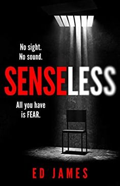 a black and white photo with the words senseless on it, in front of a chair