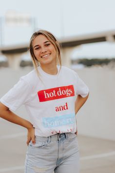 Baseball game ready! Don’t we all want some hot dogs & home runs?!Abi is wearing a size smallLightweightTri-blend TeeHEY BABE! WE ONLY OFFER STORE CREDIT FOR RETURNS! Feel free to email us or DM us on Instagram with any questions regarding fit or sizing or our return policy in general. Home Run Baseball, Dogs Home, Baseball Graphic Tees, Hey Babe, Boutique Gifts, Baseball Game, Home Run, Spring Summer Outfits, Playing Dress Up