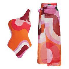 DETAILS One Piece Swimsuit and Sarong Pads Quick drying with sheen Cold gentle machine wash Fabric:82% polyester 18% spandexLining Fabric:82% polyester 18% spandex Sarong/Skirt Fabric:100% polyester Product ID:ZHYSYP23022806 Swimsuit Skirt, Skirt Swimsuit, Coverup Skirt, Faux Leather Dress, Beach Swimwear, Mesh Skirt, Orange Fashion, Sarong, One Piece Swimwear