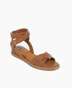 Leather Double Strap Sandals With Wrapped Heel, Casual Leather Ankle Wrap Sandals, Leather Cross Strap Wedge Sandals With Removable Insole, Leather Wedge Sandals With Toe Loop, Leather Wedge Sandals With Toe Loop And Leather Footbed, Leather Cross Strap Sandals With Heel Loop, Easy Tiger, Sustainable Leather, Caged Sandals