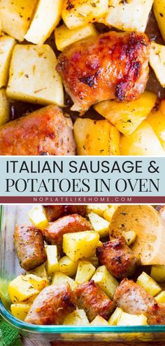 Whip up this Italian Sausage and Potatoes! Easy to prepare with just 5 ingredients, this main course recipe is great for beginners. Whether made in the oven or air fryer, this family dinner idea is so tasty while being gluten-free! Italian Sausage With Potatoes, Meals When Its Hot Out, Italian Pork Sausage Recipes, Sweet Sausage Recipes Dinners, Sausage And Potatoes In Oven, Sweet Sausage Recipes, Mild Italian Sausage Recipes, Recipes Using Italian Sausage