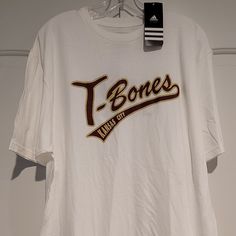 Brand New With Tags Men's Kc T-Bones Baseball Adidas T Shirt Size Xl. White Shirt With Printed Front And Back Logo T Bone, Baseball T, Adidas T Shirt, Adidas White, Adidas Shirt, White Adidas, Baseball T Shirt, Baseball Tshirts, Adidas Men