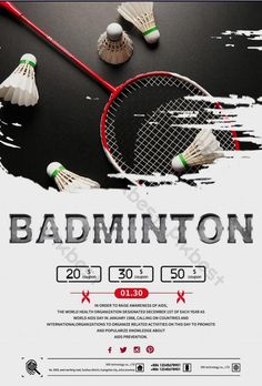 badminton rackets and shuttles are on the poster