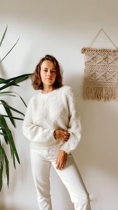 Handmade sweater, made of super soft natural yarns, so its warm and cozy. Color: off white (warm) Measurements: L: 55cm H: 55 cm Composition: 79% alpaca 21% silk This product is handknitted with love based in Poland To see more of my art please visit instagram @solost_brand Handmade Sweater, Alpaca Sweater, Chunky Wool, Pullover Sweater Women, Wool Knit, Soft Natural, Women Pullover, Warm And Cozy, Alpaca