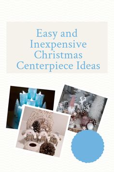 the cover of an easy and expensive christmas centerpiece idea book with pictures of pine cones