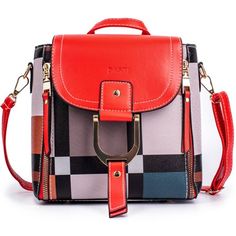 This beautiful DASTI mini backpack purse for women from Fall Collection 2019 is the must-have of this Fall. Well, constructed purse in four different colors: red, brown, beige/tan, and black is the perfect addition to the great PU leather, featuring the contrast check in bright trendy colors. Many pockets of this Fancy Purse for women make this convertible backpack is perfect anti-theft small back. Women's backpack purses are ideal for work, mom, shopping, and even travel lovers. Make your hands Trendy Red Leather Backpack With Zipper Closure, Red Crossbody Backpack With Adjustable Strap, Trendy Red Rectangular Backpack, Fancy Purses, Small Backpack Purse, Plaid Backpack, Convertible Backpack Purse, Plaid And Leather, Mini Convertible